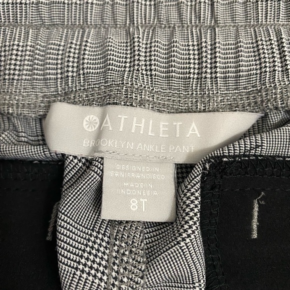 Athleta Brooklyn Ankle Pants Women 8T Black Plaid Work Comfort Stretch Waist - Picture 13 of 15
